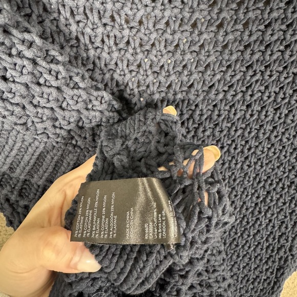 Maeve Sweater Vest Womens Medium Blue Open Knit V Neck Side Button Tunic Chunky - Picture 12 of 13